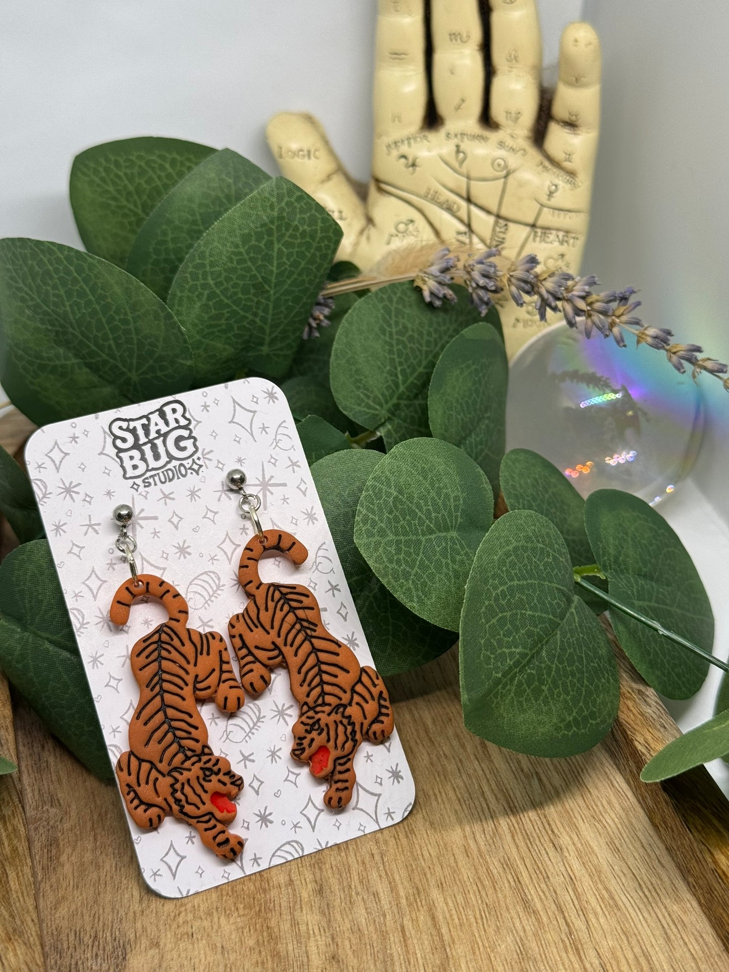 neo-trad tiger earrings