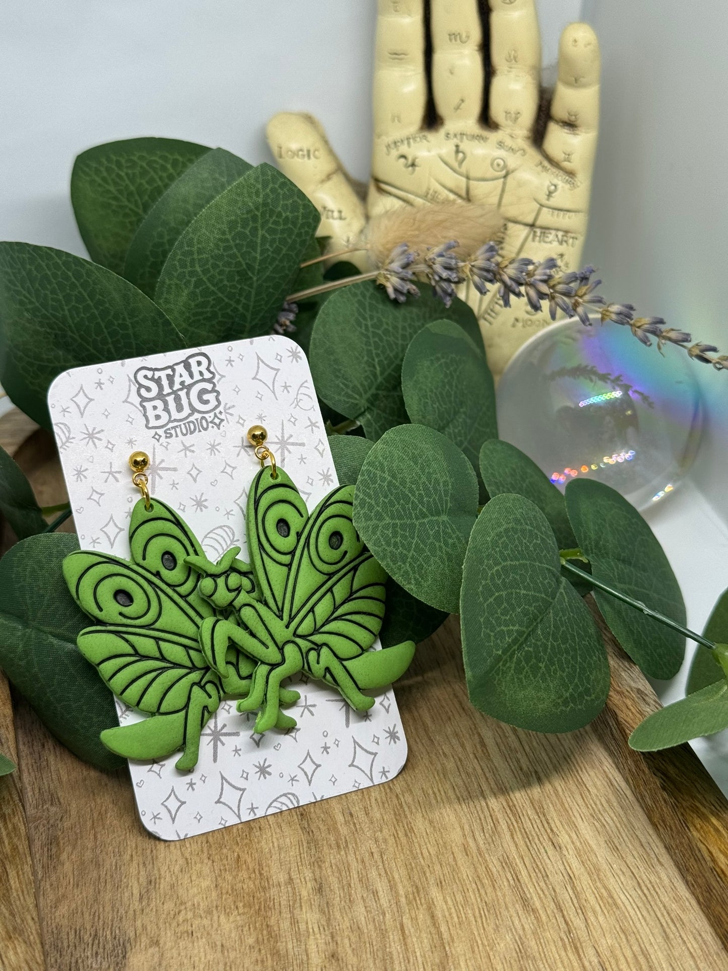 praying mantis earrings